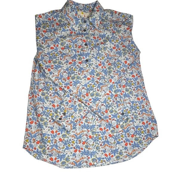 Boden Woman’s Blue Floral Button Down Shirt Size 6R - Picture 2 of 16